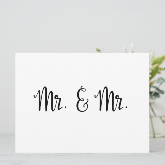 Eenvoudige kalligrafie | Dhr. en Mr. trouwbord (Staand voorkant)