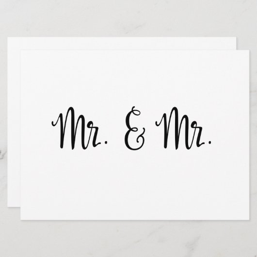 Eenvoudige kalligrafie | Dhr. en Mr. trouwbord (Voorkant / Achterkant)