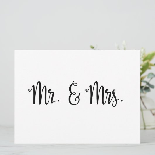 Eenvoudige kalligrafie | Dhr. en Mrs. trouwbord (Staand voorkant)