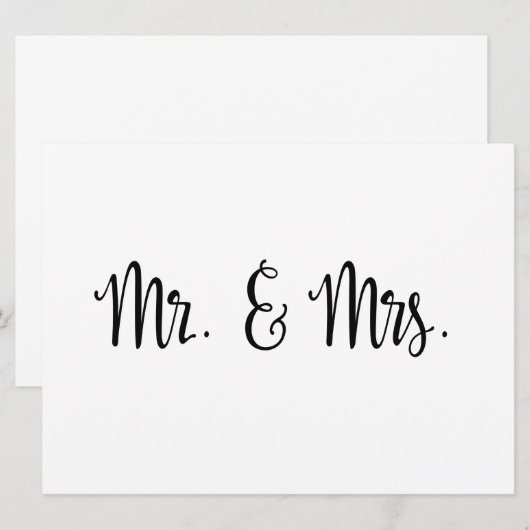 Eenvoudige kalligrafie | Dhr. en Mrs. trouwbord (Voorkant / Achterkant)