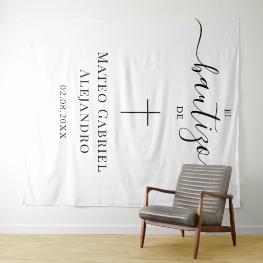 Eenvoudige kalligrafie  Doop | Spaanse Bautizo Wandkleed (In Situ (horizontaal))