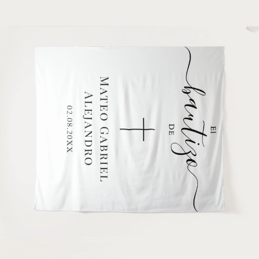 Eenvoudige kalligrafie  Doop | Spaanse Bautizo Wandkleed (Voorkant (horizontaal))