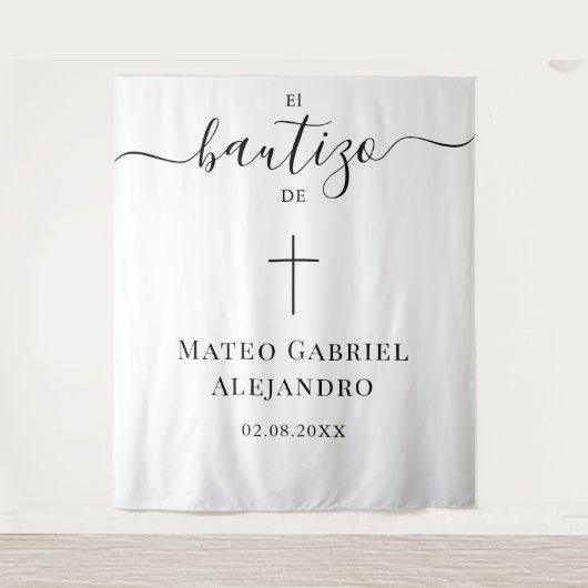 Eenvoudige kalligrafie  Doop | Spaanse Bautizo Wandkleed (Voorkant)