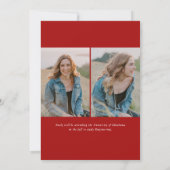 Eenvoudige kalligrafie Drie Foto Red Afstuderen Aankondiging (Achterkant)