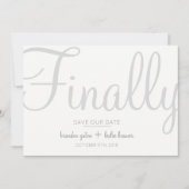 Eenvoudige kalligrafie, eindelijk onze datum opsla save the date (Voorkant)