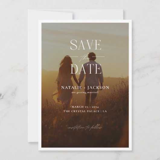 Eenvoudige kalligrafie Elegante bruiloft overlay f Save The Date (Voorkant)