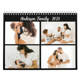 Eenvoudige kalligrafie familie Foto Collage Black Kalender