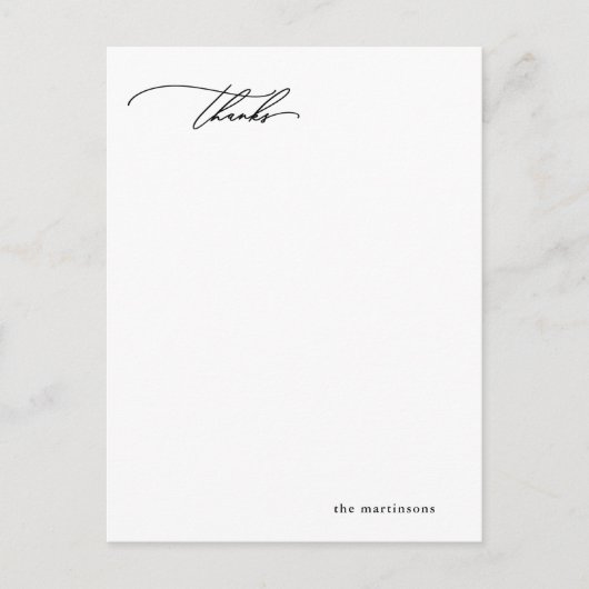 Eenvoudige kalligrafie Foto bruiloft Dank u Postca Briefkaart (Voorkant)