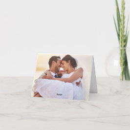 Eenvoudige kalligrafie Foto bruiloft Hartelijk dan Bedankkaart