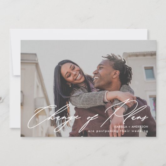 Eenvoudige kalligrafie Foto bruiloft verandering p Aankondiging (Voorkant)