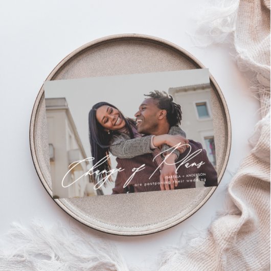 Eenvoudige kalligrafie Foto bruiloft verandering p Aankondiging