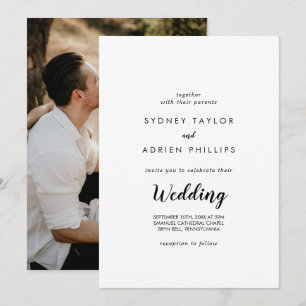 Eenvoudige kalligrafie Foto Informal Wedding Kaart