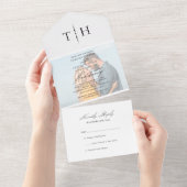 Eenvoudige kalligrafie Foto RSVP White Wedding All In One Uitnodiging (Afscheurbaar)