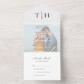 Eenvoudige kalligrafie Foto RSVP White Wedding All In One Uitnodiging (Binnen)