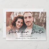 Eenvoudige kalligrafie foto save the date (Voorkant)