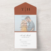 Eenvoudige kalligrafie Foto Terracotta RSVP Wedden All In One Uitnodiging (Binnen)