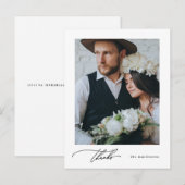 Eenvoudige kalligrafie Foto Weddenschap Bedankt Briefkaart (Voorkant / Achterkant)
