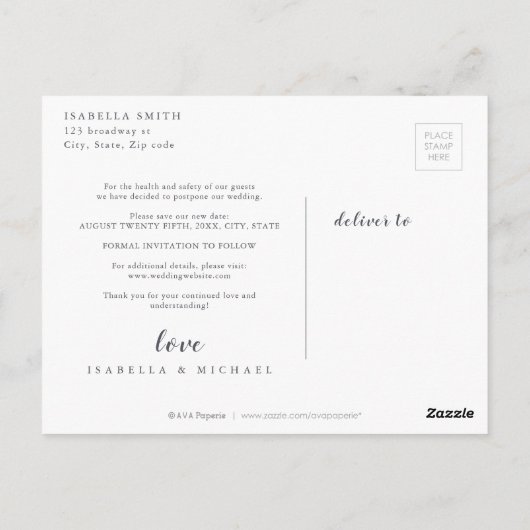 Eenvoudige kalligrafie foto wijzigen van de datum briefkaart (Achterkant)