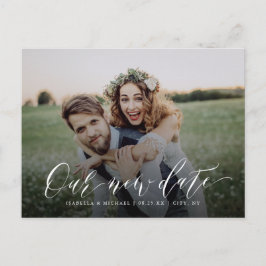 Eenvoudige kalligrafie foto wijzigen van de datum briefkaart