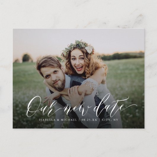 Eenvoudige kalligrafie foto wijzigen van de datum briefkaart (Voorkant)