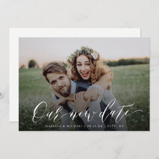 Eenvoudige kalligrafie foto wijzigen van de datum kaart (Voorkant / Achterkant)