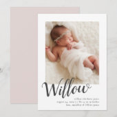 Eenvoudige kalligrafie Fotoaankondiging Kaart (Voorkant / Achterkant)