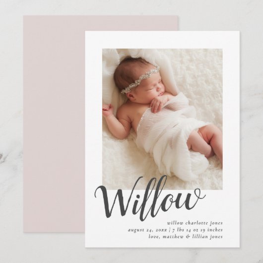 Eenvoudige kalligrafie Fotoaankondiging Kaart (Voorkant / Achterkant)