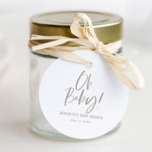 Eenvoudige kalligrafie Genderneutraal Baby shower Bedankjes Labels
