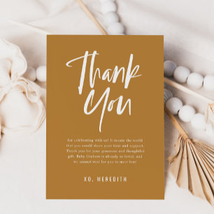 Eenvoudige kalligrafie Genderneutraal Baby shower Bedankkaart