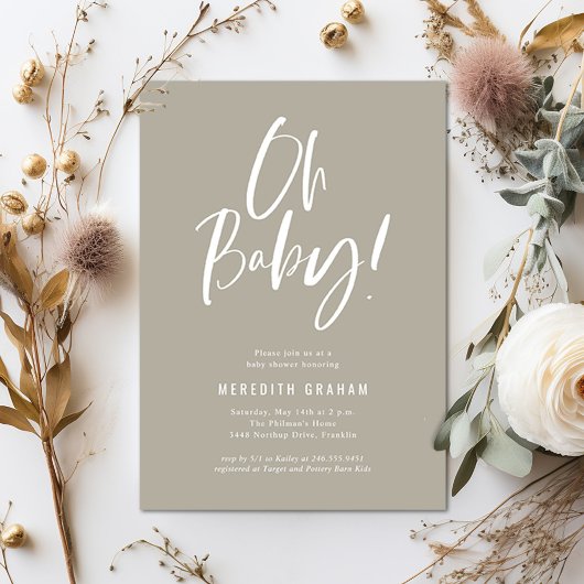 Eenvoudige kalligrafie Genderneutraal Baby shower Kaart