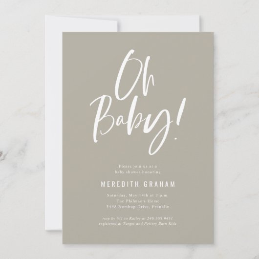 Eenvoudige kalligrafie Genderneutraal Baby shower Kaart (Voorkant)