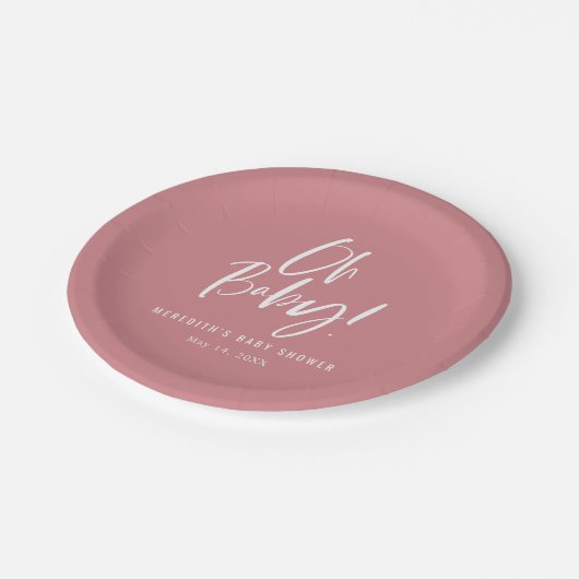Eenvoudige kalligrafie Genderneutraal Baby shower Papieren Bordje (Gekanteld)