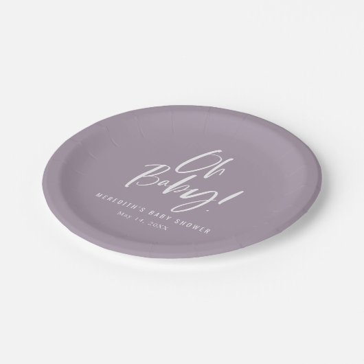 Eenvoudige kalligrafie Genderneutraal Baby shower Papieren Bordje (Gekanteld)