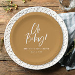 Eenvoudige kalligrafie Genderneutraal Baby shower Papieren Bordje<br><div class="desc">Eenvoudige kalligrafie Gender Neutral Baby showers papieren borden zijn voorzien van een leuke en moderne kalligrafie op gedurfde,  effen kleuren.</div>