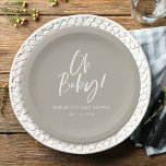Eenvoudige kalligrafie Genderneutraal Baby shower Papieren Bordje<br><div class="desc">Eenvoudige kalligrafie Gender Neutral Baby showers papieren borden zijn voorzien van een leuke en moderne kalligrafie op gedurfde,  effen kleuren.</div>