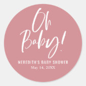 Eenvoudige kalligrafie Genderneutraal Baby shower Ronde Sticker (Voorkant)