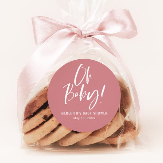 Eenvoudige kalligrafie Genderneutraal Baby shower Ronde Sticker