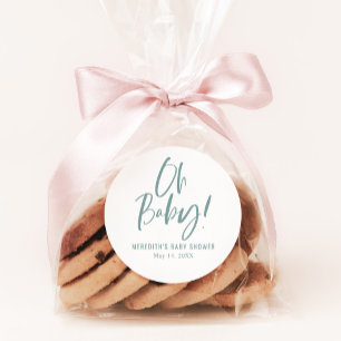 Eenvoudige kalligrafie Genderneutraal Baby shower Ronde Sticker