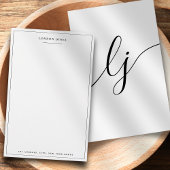 Eenvoudige kalligrafie gepersonaliseerd monogram briefpapier