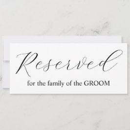Eenvoudige kalligrafie gereserveerd trouwtafel fam kaart