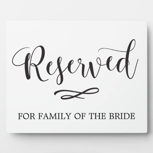 Eenvoudige kalligrafie gereserveerde zitplaats fotoplaat (Voorkant)