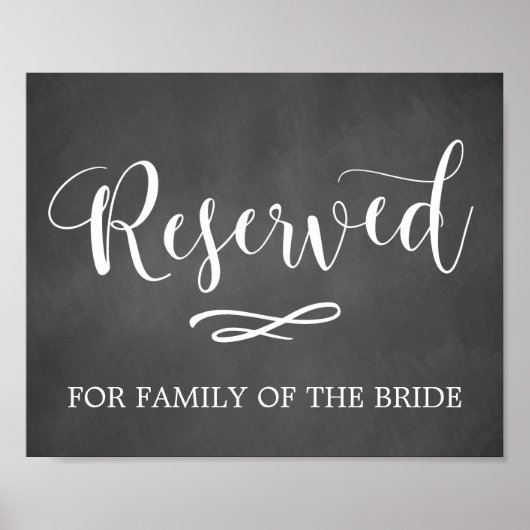 Eenvoudige kalligrafie gereserveerde zitplaats poster (Voorkant)