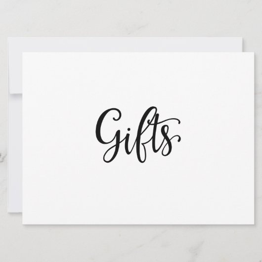 Eenvoudige kalligrafie | "Gifts" Wedding Sign (Voorkant)