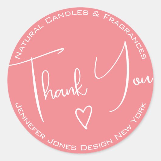 Eenvoudige kalligrafie Girly Pink Hartelijk dank v Ronde Sticker (Voorkant)
