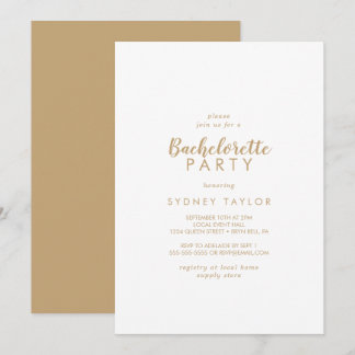 Eenvoudige kalligrafie | Gold Back Bachelorette Kaart