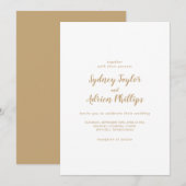 Eenvoudige kalligrafie|Gold Back Casual bruiloft Kaart (Voorkant / Achterkant)