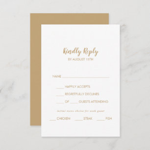 Eenvoudige kalligrafie Gold Back Menu Keuze RSVP