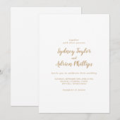 Eenvoudige kalligrafie|Gold Casual bruiloft Kaart (Voorkant / Achterkant)