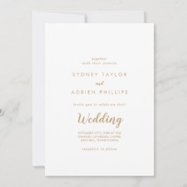 Eenvoudige kalligrafie|Gold Informal Wedding Kaart