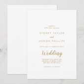 Eenvoudige kalligrafie|Gold Informal Wedding Kaart (Voorkant / Achterkant)